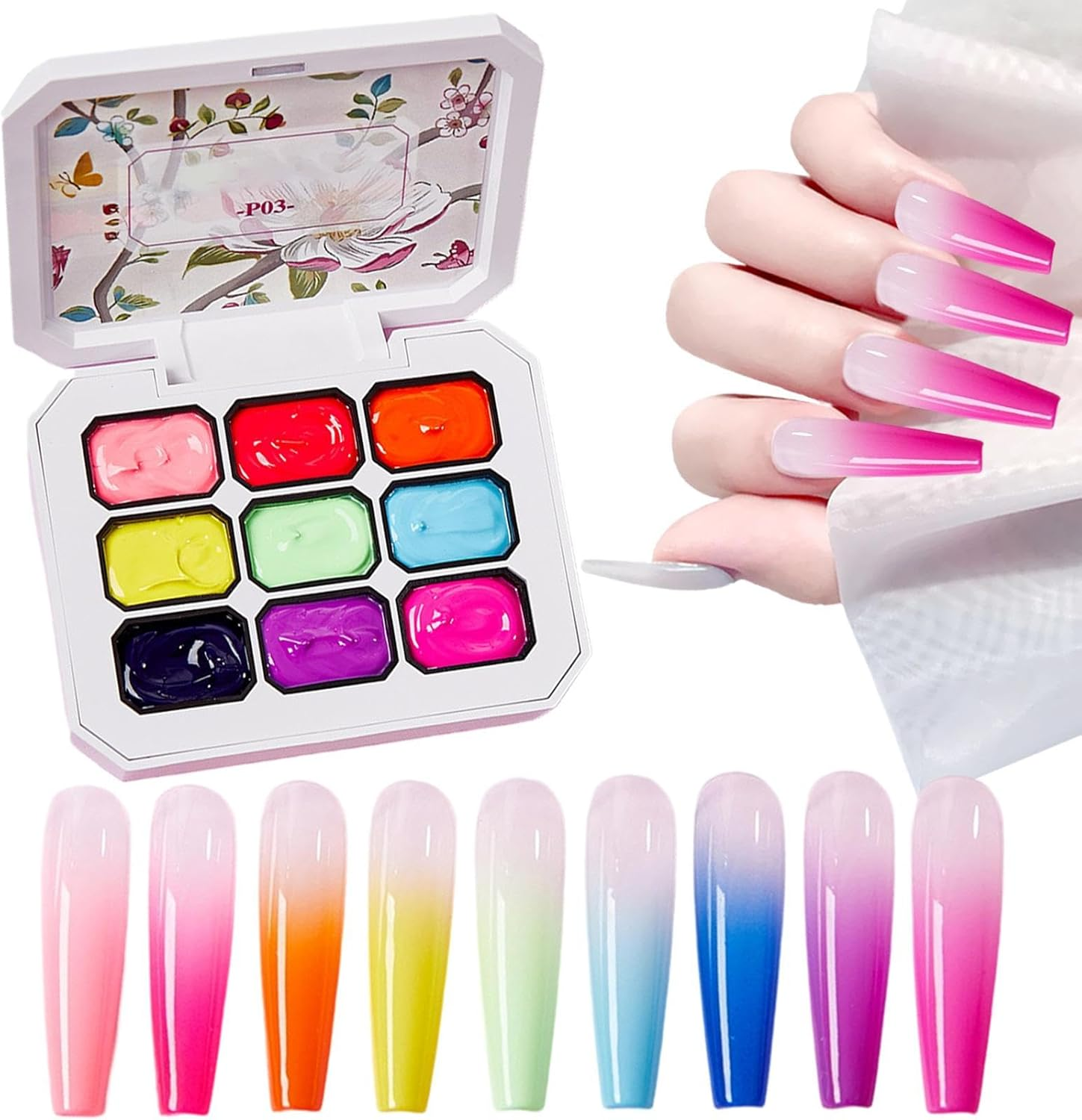 Patting Gel - Gradient Paint Gel - 9-Color Polish Accessories Nail Design Art Tools for Women Manicure Creation Painting image number 6