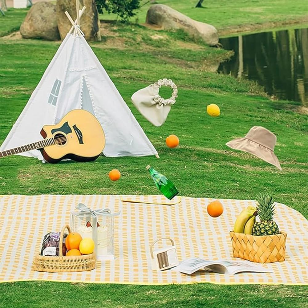 MTSDM Foldable Picnic Mat, Picnic Beach Blanket, Foldable Lightweight Waterproof Sand Mat, 195CM X 200CM Sandproof Waterproof Camping Portable Travel Blanket for Beach, Camping, Hiking, and Picnics image number 4