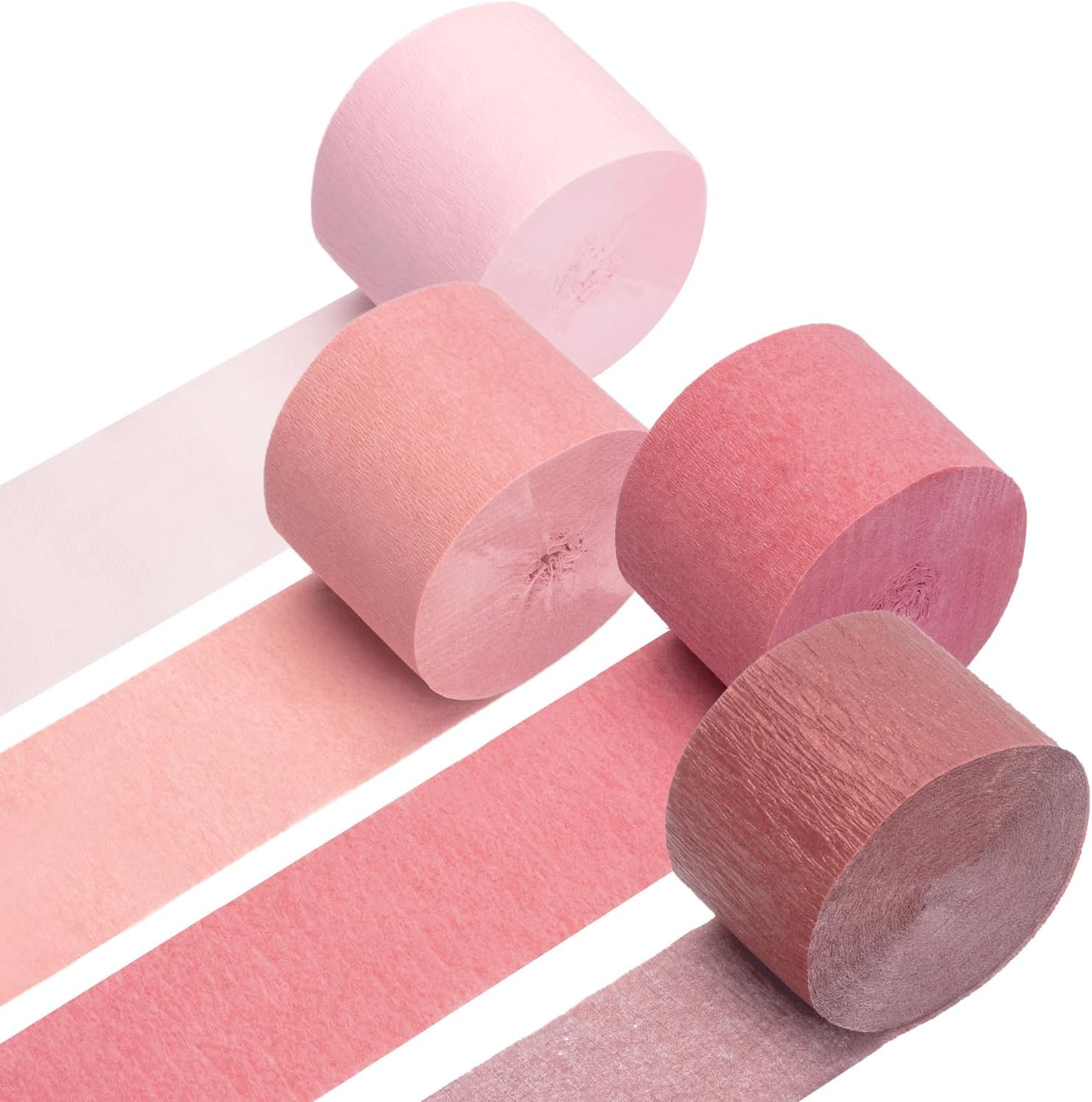 PIGETALE Crepe Paper Streamers 4 Rolls 328Ft, Pack of Pink Peach and White Crepe Paper Party Streamers for Birthday Baby Shower Wedding Graduation Party Decorations (1.8Inch X 82Ft/Roll) - 4Crepepaperstreamers-Greenwhite image number 3