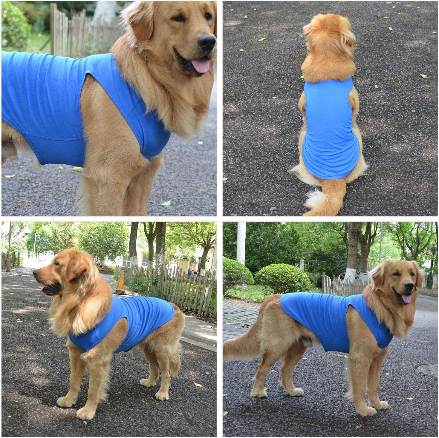 2018 Pet Clothes Dog Clothing Blank T-Shirt Tanks Top Vests for Small Middle Large Size Dogs 100% Cotton Dog Summer Vest Classic (S, Blue) image number 5