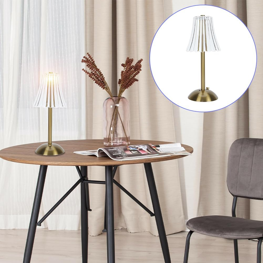 Rechargeable Lamp, Battery Lamp Crystal Table Vintage Lamps Cordless Table Lamp 3 Color Dimmable Gold Small for Bedroom Living Room Restaurant Outdoor Office Desk image number 4
