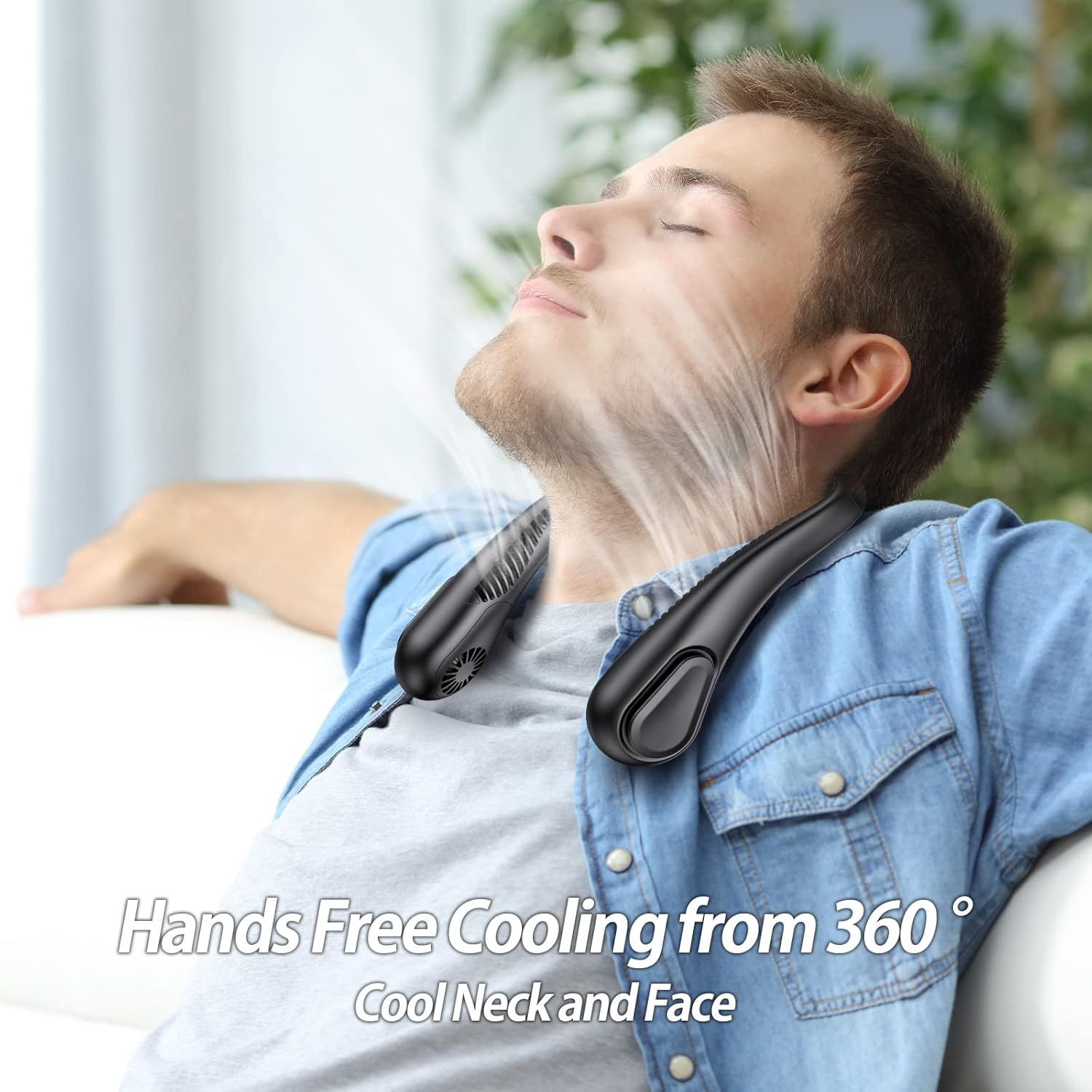 AMACOOL Bladeless Neck Fan Portable Personal Fan 5000Mah Rechargeable Battery Operated Wearable Fan for Women Men Outdoor Sport Travel Patio Garden Work Home Kitchen - White image number 4