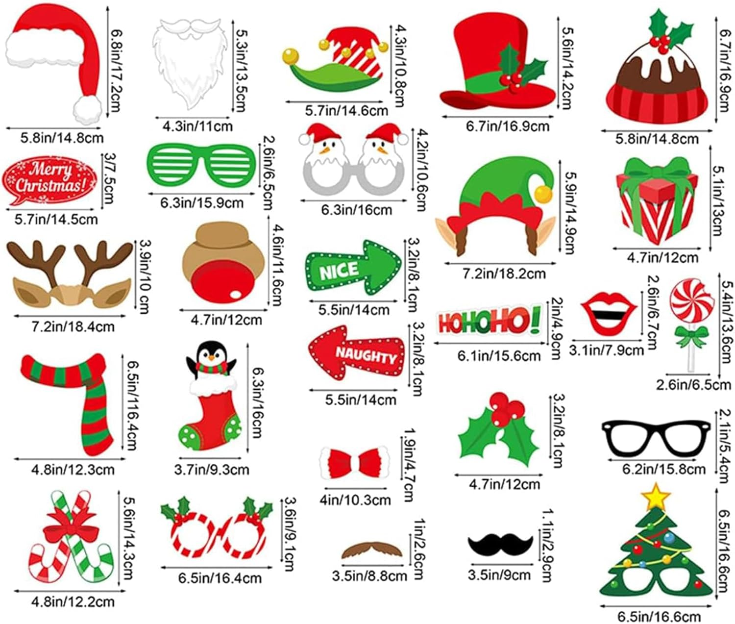 Christmas Photo Booth Props Kit(32Pcs) DIY Photo Booth Prop Pose Sign Kits for Adults Kids for Christmas Party Supplies (Christmas) image number 1