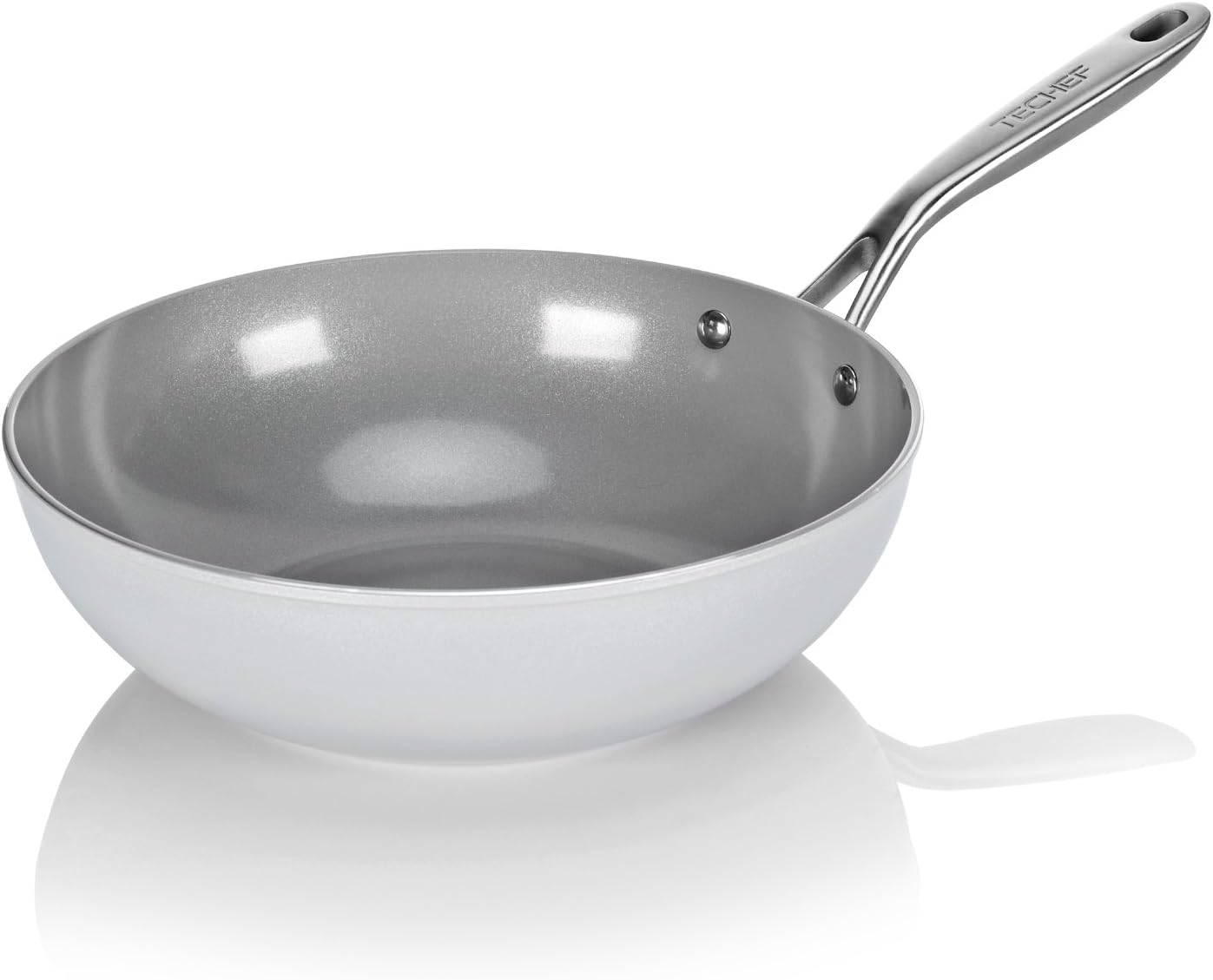 TECHEF Ceraterra 12 Ceramic Nonstick Wok/Stir-Fry Pan, (PTFE and Pfoa Free Ceramic Exterior & Interior), Made in Korea (12-In) image number 3