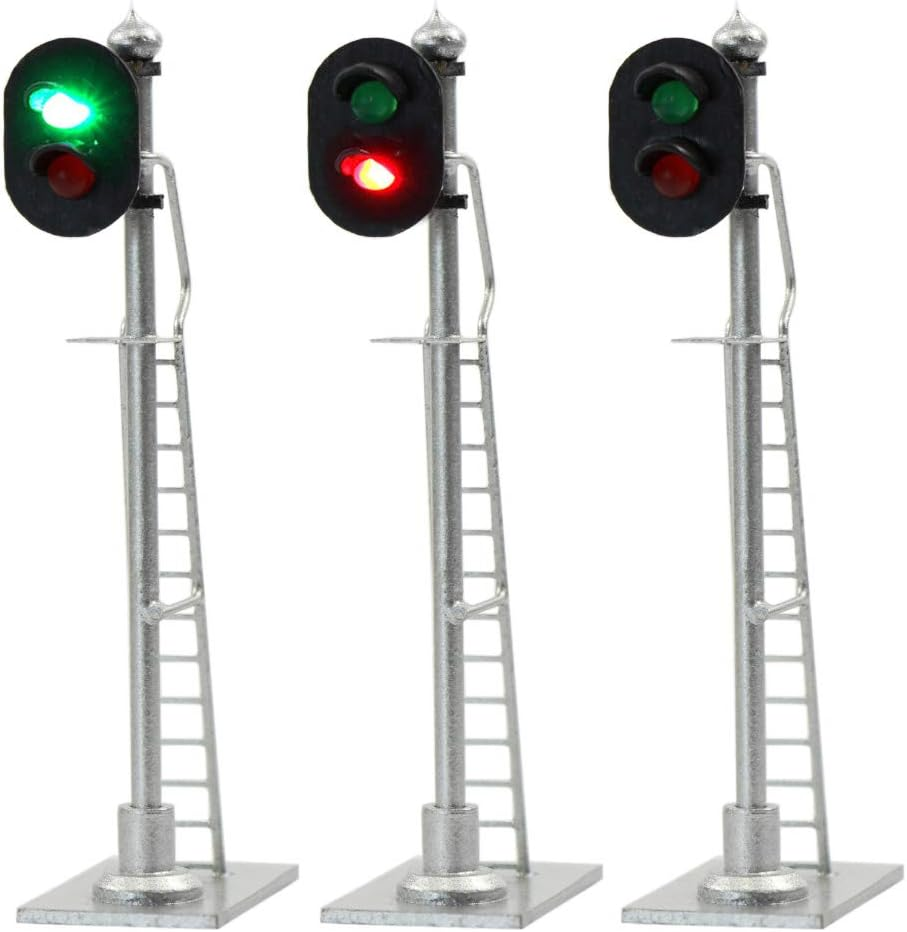 JTD873GR 3Pcs Model Railway HO Scale Traffic Signal 2-Lights Block Signal 6Cm image number 2