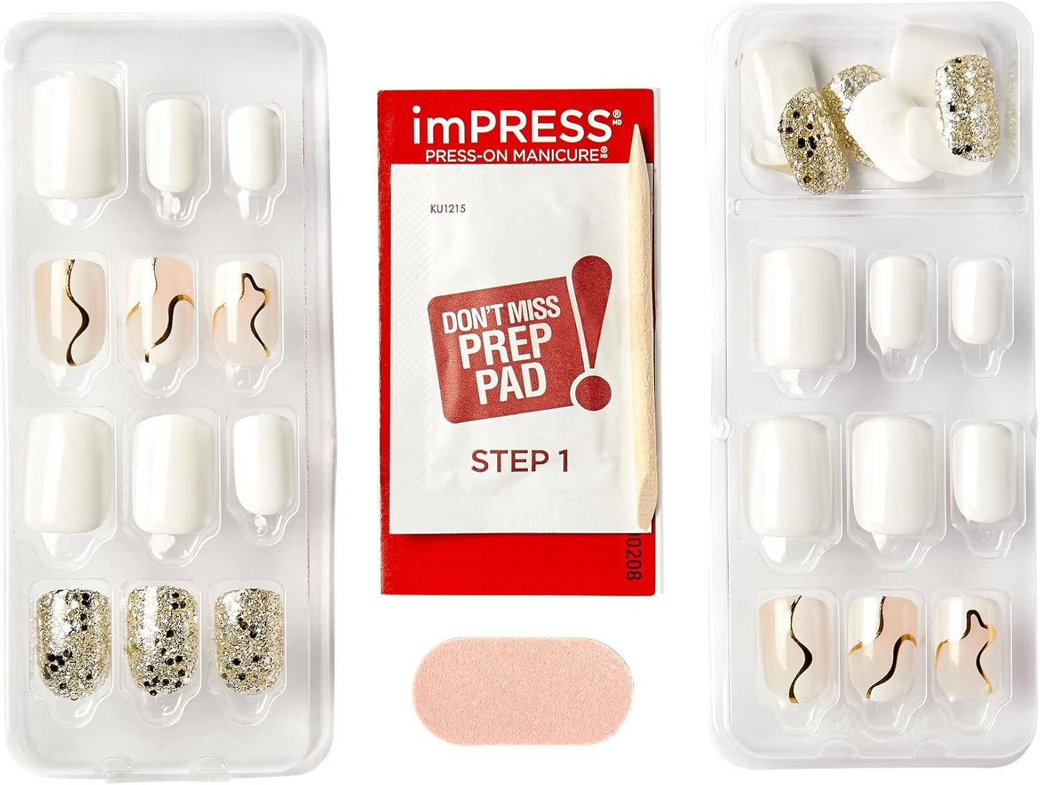 KISS Impress Press-On Manicure Fake Nails - Astound, Short, Square, White, Easy Press On, Chip Proof, Smudge Proof, Waterproof, No Dry Time, Comfortable & Secure, Super Hold Adhesive | 30 Count image number 6