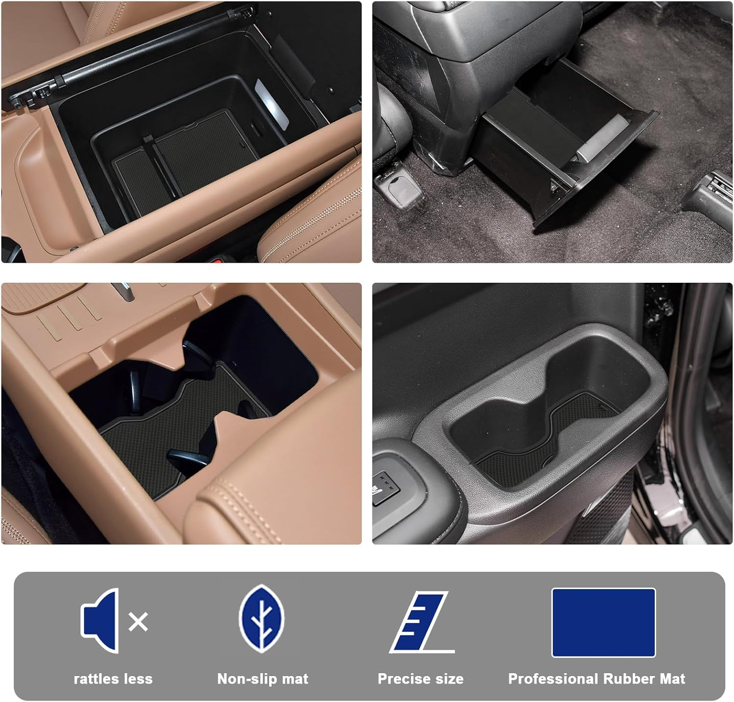 2024 2025 2026 Santa Fe Door Slot Mats Center Console Liner Door Mats for Hyundai Santa Fe 2026 Accessories Compatible with Hyundai Santa Fe Calligraphy/Se/Sel/Xrt/Limited Rubber Mats Black 18Pcs/Set