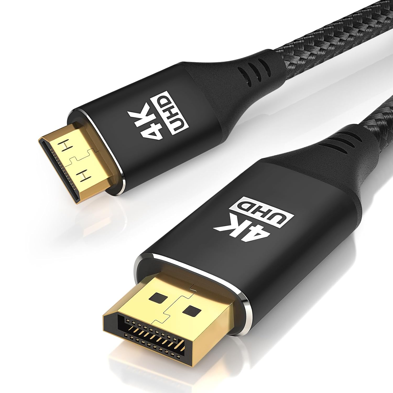 4K Displayport to Mini HDMI Cable 3FT, DP to Mini HDMI Male Video UHD 1440P/2K@120Hz,4K@30 Nylon DP to Mini HDMI Uni-Directional Cord for Dell, Desktop, AMD, NVIDIA, Lenovo, HP, Thinkpad image number 4