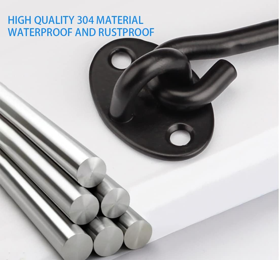 3&rdquo; Privacy Hook and Eye Latch Easy Lock for Barn Door, Black (3 INCH-2PCS)