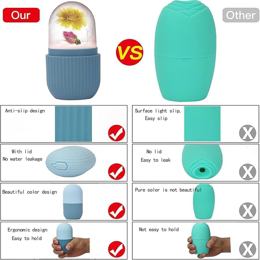 Silicone Rose Ice Roller for Face Ang Eye Reusable Ice Cube Massager for Puffiness, Wrinkles Ang Pores, Cooling Skin Care Tool to Improve Elasticity Angreduce Dark Circles image number 6