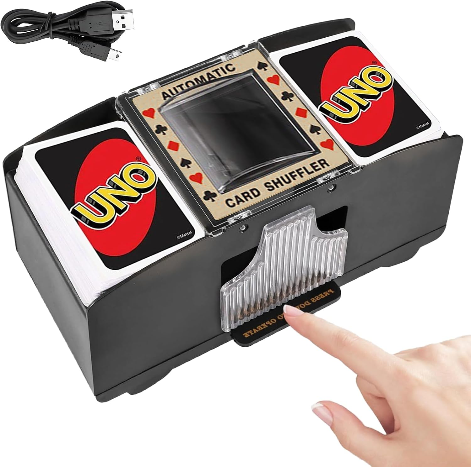Playing Card Shuffler, Usb/Battery Operated Automatic Card Shuffling Machine for Poker, UNO & Card Games, Portable Electric Casino Card Shuffler for Texas Hold'Em, Home Games & Parties image number 2