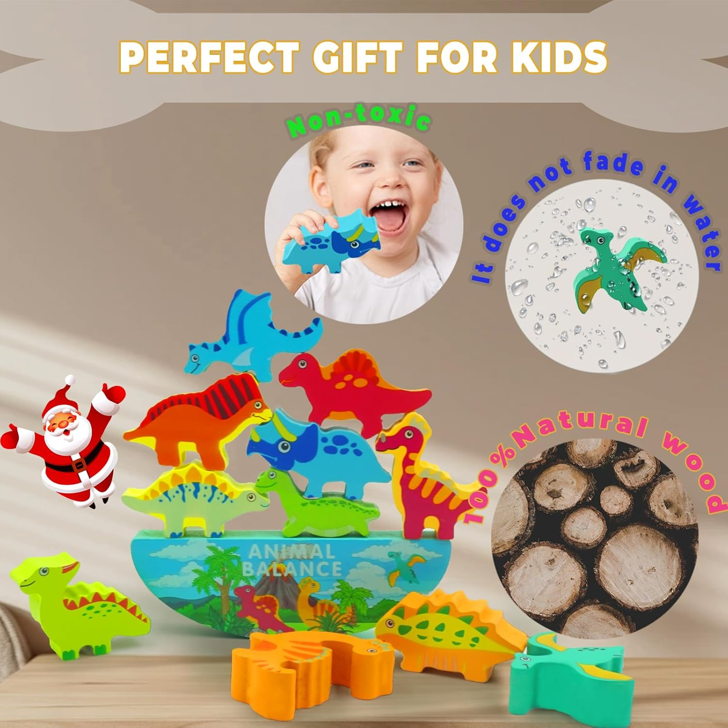 Peeokuo 11Pcs Wooden Stacking Dinosaur Toys, Dinosaur Balance Toys for Kids 3 4 5 6 7 Years Old, Dinosaur Building Blocks Set, Preschool Montessori Toys for Boys and Girls, Birthday Gift Ideas image number 1