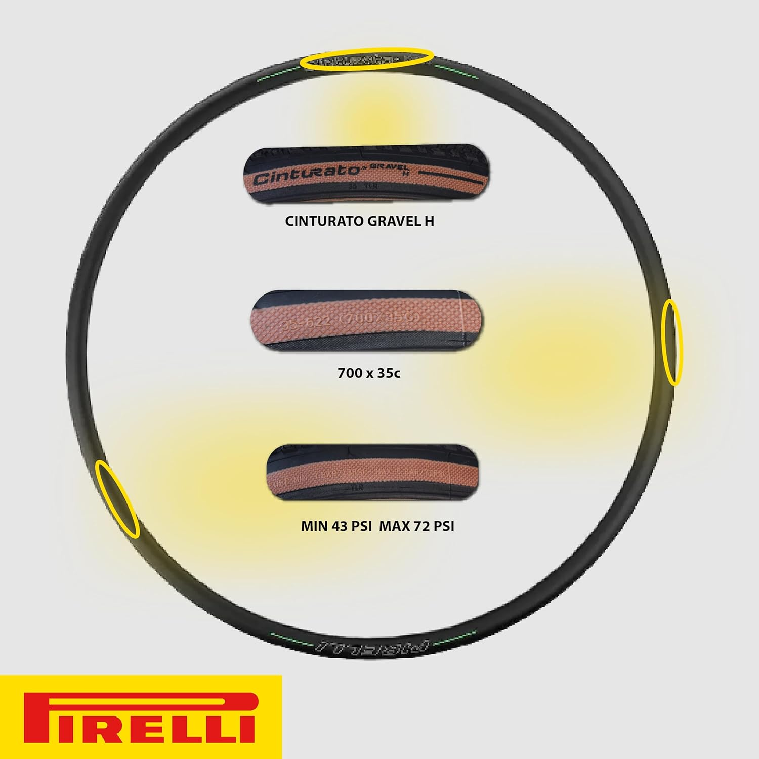Pirelli Cinturato Gravel H Bike Tire, Hard Gravel Surfaces, Tubeless Ready Clincher TLR, Grip & Adapt, Advanced Puncture/Cut Protect, (1) Tire, Black or Tan Sidewall / 700C or 650B Sizes image number 3