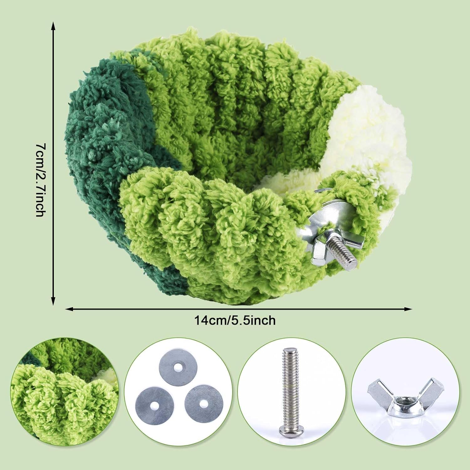 Bird Nest for Cage, Green Coral Fleece Bird Bed Warm Soft Cozy Bird Bed for Cage Accessories for Parakeet Canary Budgie Small Pets image number 3