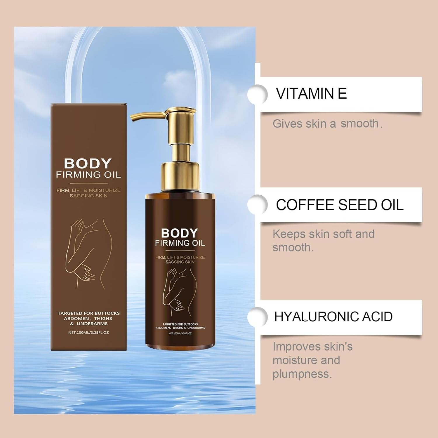 Glows Remedy Oil Skin Tightening, Lift Firming Body Oil, Body Firming Massage Oils for Dry Sagging Skin, Reduces Fine Lines, Wrinkles & Stretch Marks, Non-Greasy Moisturizer Bodys Oils. (3PCS)