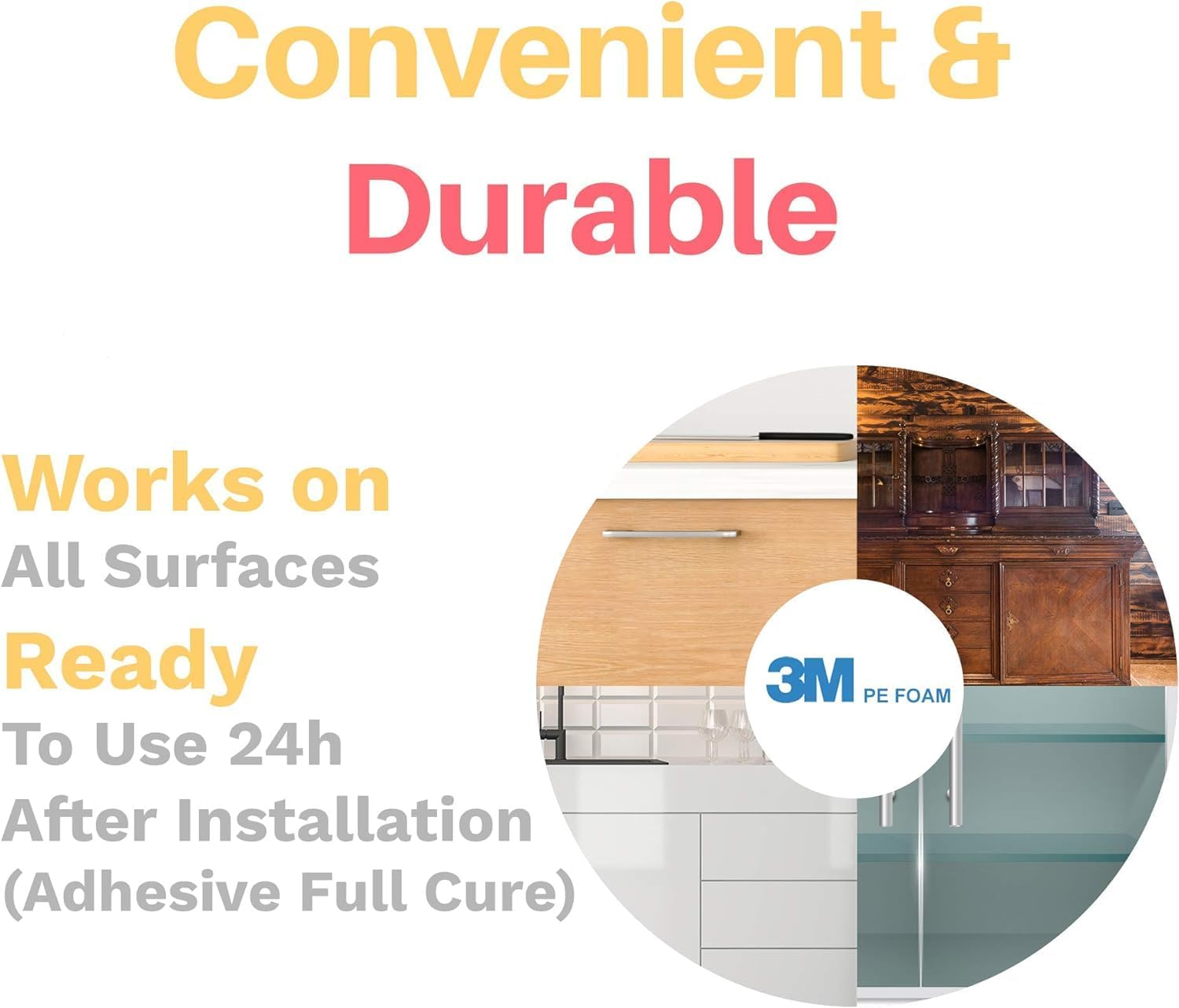 Acemedia12/16Pack Cabinet Locks, Child Safety Latches - Baby Proofing Cabinets and Drawer Locks - 3M Adhesive - No Drilling & No Tools Required - Child Proof Your Home (16White) image number 3