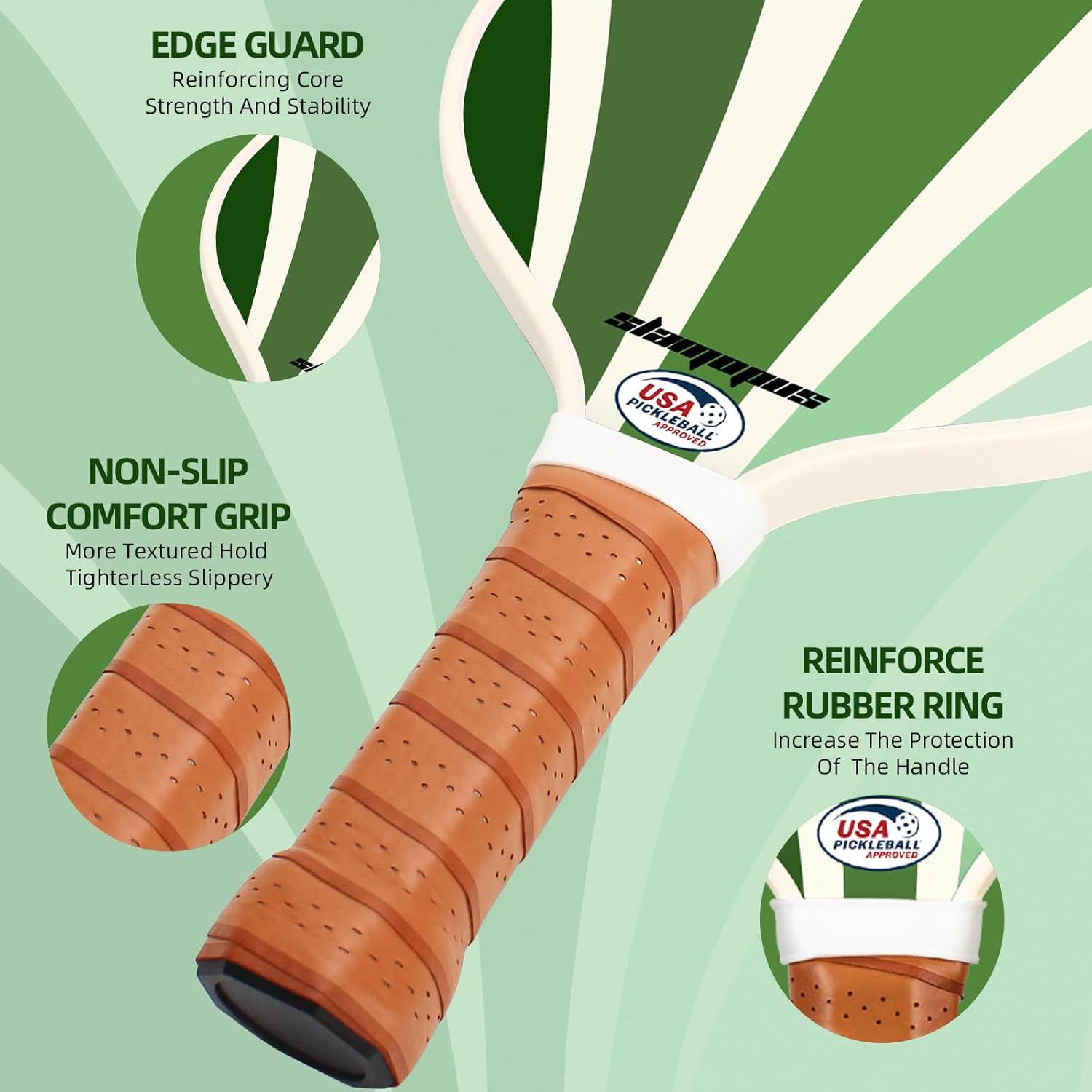 Pickleball Paddles Set of 2 | Pickleball Rackets Set | Pickle Ball Bats/Paddles | Graphite & Fiberglass | USAPA Approved | Great Set for Beginners & All Ages image number 3