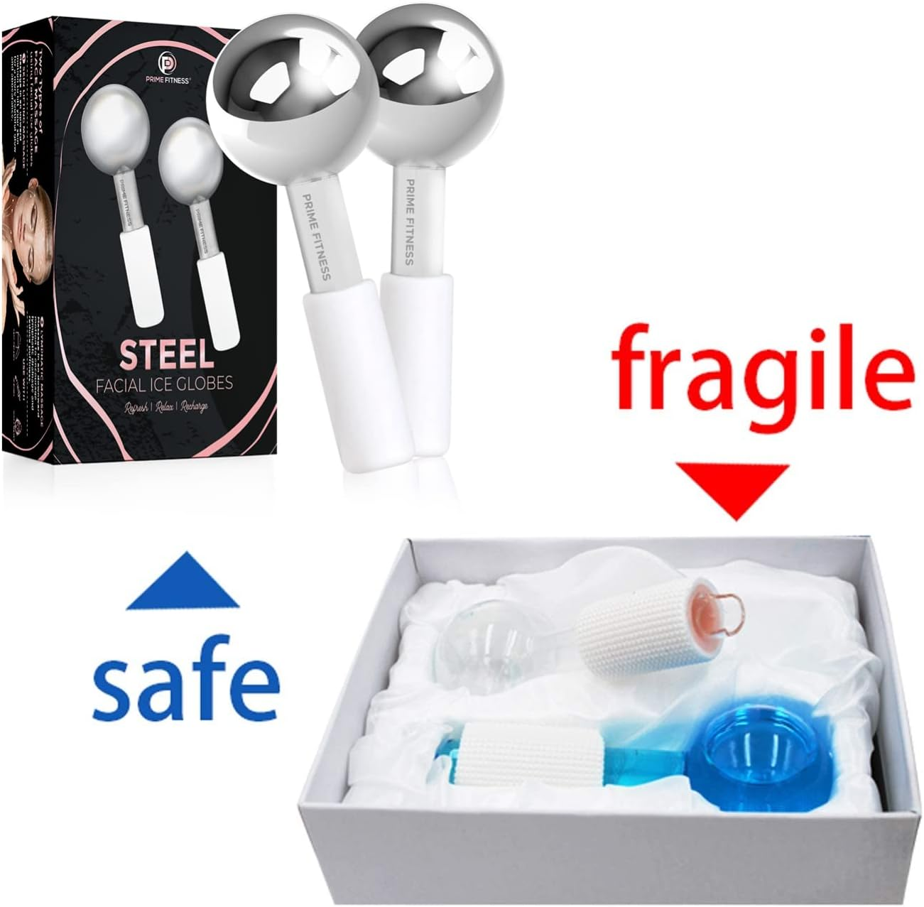 Magic Cool Roller Ball Face Massage Tool for Face and Neck Ice Globe, Cryo Glober Magic Steel - White image number 4