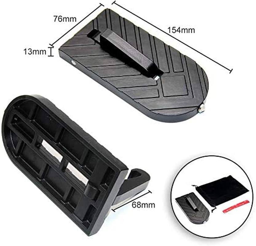 OPP ULITE Car Doorstep Vehicle Folding Ladder U Shaped Hook Pedal Foot Pegs Multifunction Easy Access to Rooftop with Safety Hammer Doorstep for Car Roof-Rack Truck SUV Jeep Off-Road,Black