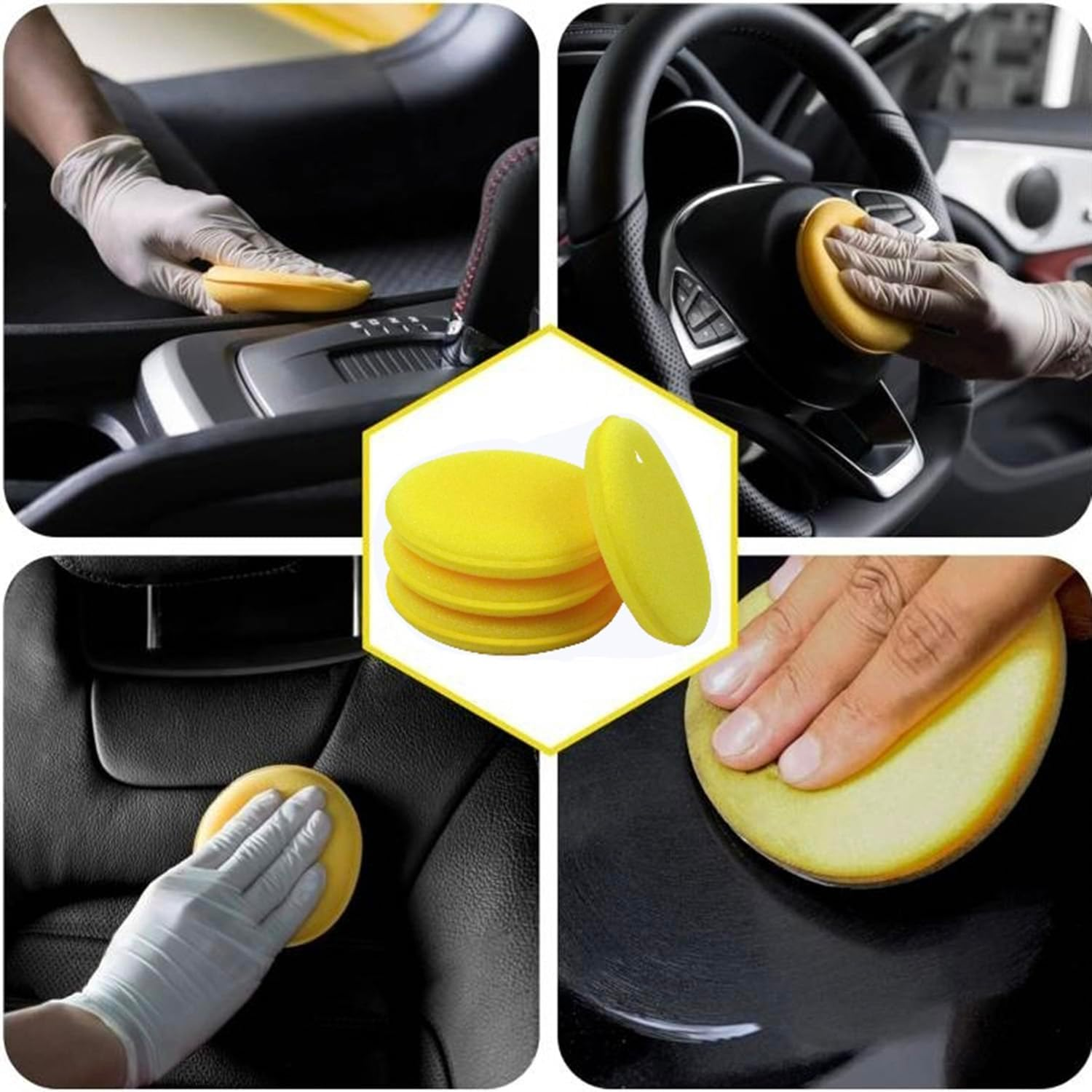 Hysgscwd 36Pcs round Shaped Car Wax Polish Sponge, Car Foam Detailing Applicator Pads, Soft Microfiber Car Polishing Sponges Applicator Pad, Waxing Polish Foam Sponge Vehicle Cleanning Applicator Pads image number 1