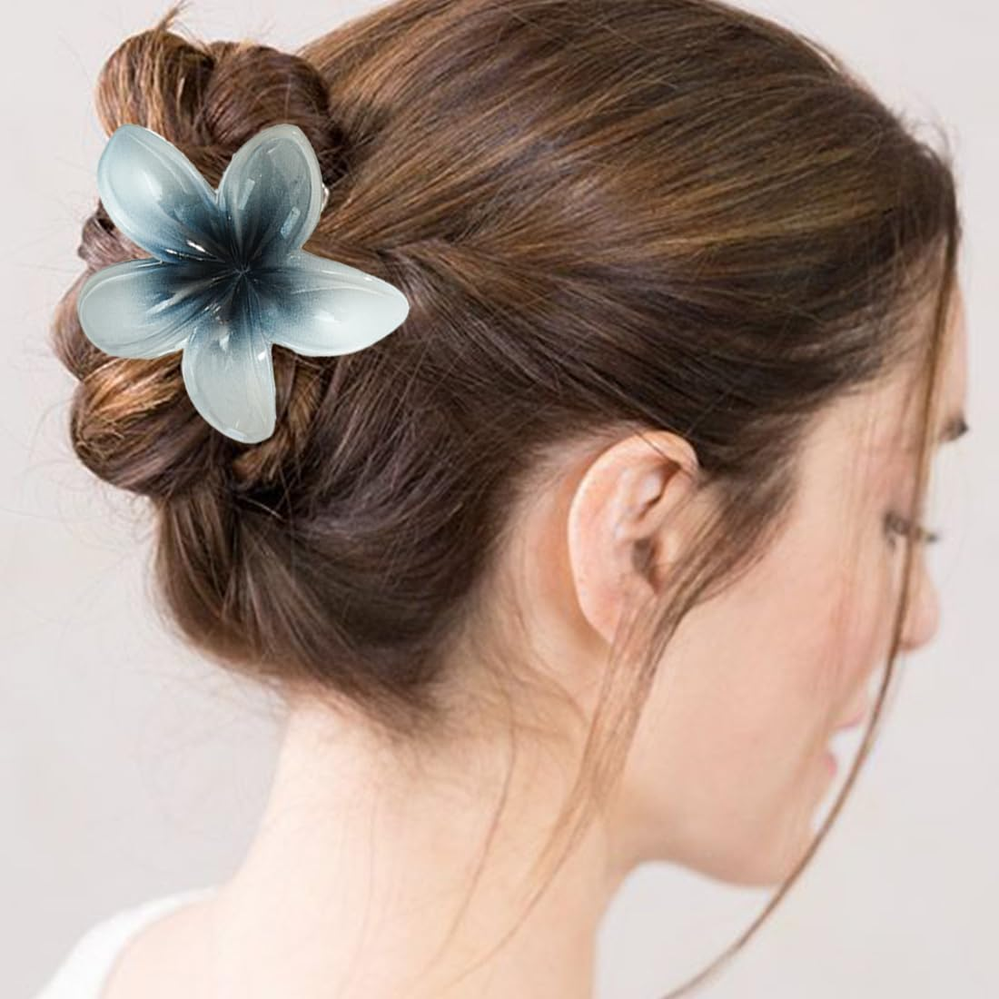 Hawaiian Plumeria Hair Accessories, Flower Hair Clip - Large Claw Clips for Thick and Thin Hair, Tropical Beach Hair Clips for Women and Girls, Pack of 3 image number 3