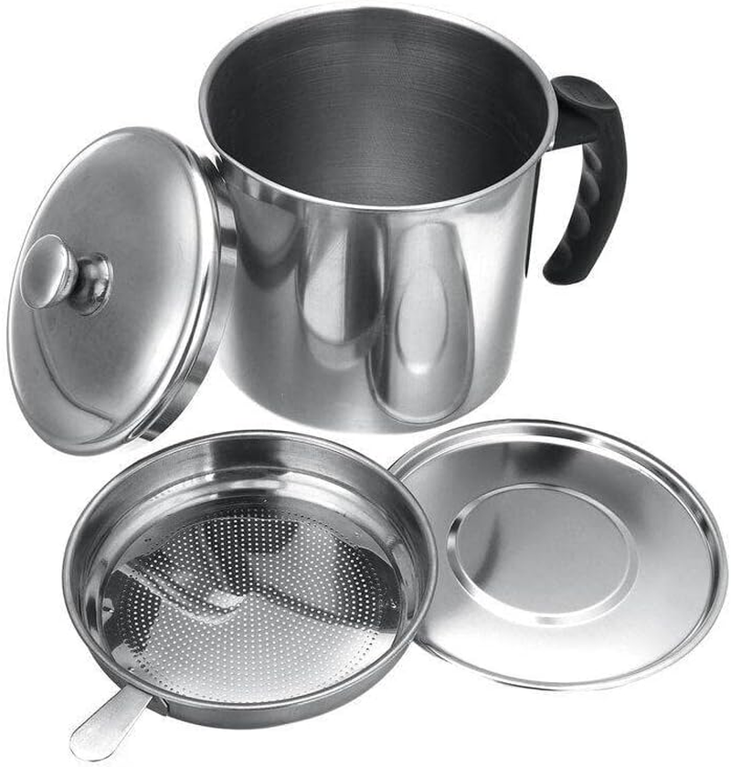 AIMALL 1.8L Stainless Steel Oil Strainer Pot with Fine Mesh Filter &ndash; Grease Storage Container for Cooking Oil, Residue Separation, and Easy Pouring &ndash; 5.31 X 6.3 Inches image number 3