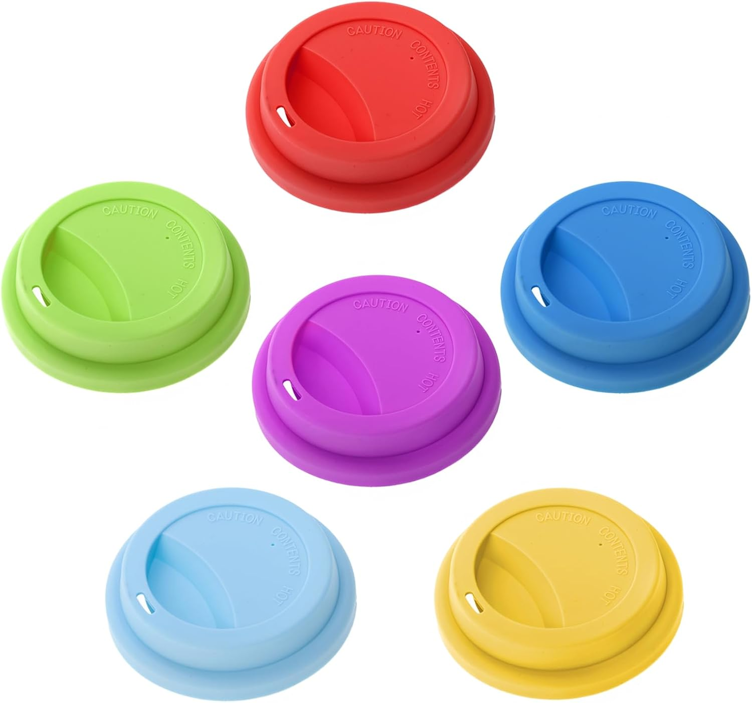 Aspire 6 PCS Silicone Drinking Lid Cup Lids, Reusable Coffee Cup Covers/Lids - White