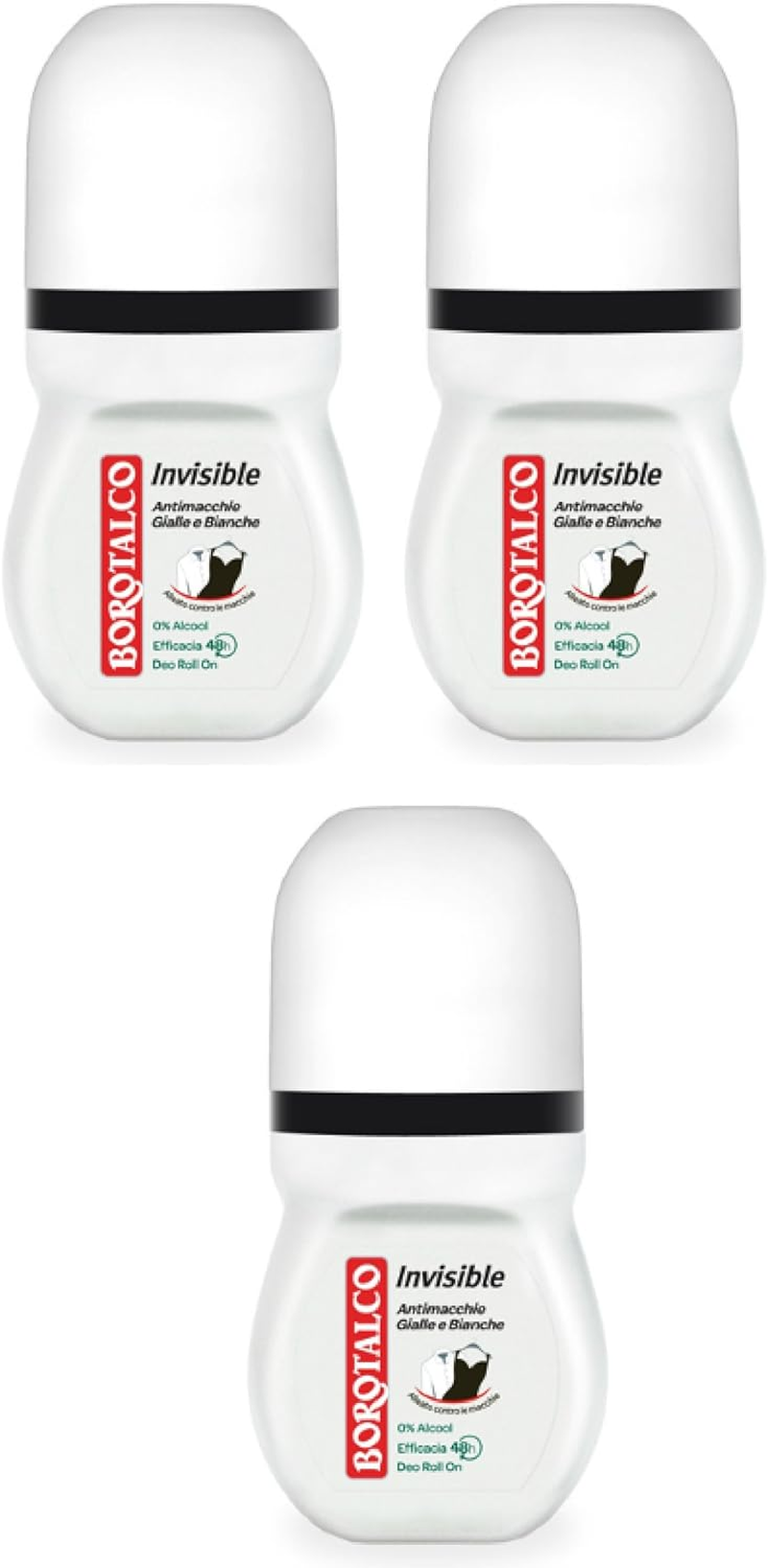Borotalco:"Invisible" Anti-Stain Deodorant * 1.69 Fluid Ounces (50Ml) Deo Roll on (Pack of 3) * [ Italian Import ] image number 2