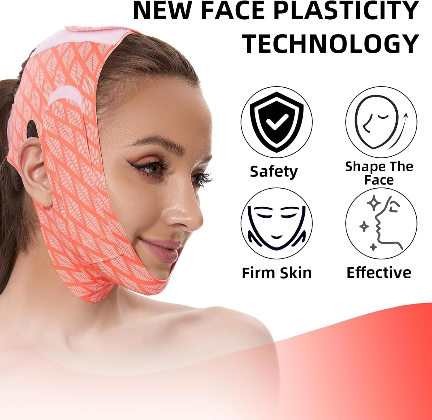 Hzqzaoan Reusable Double Chin Reducer Strap - Comfortable Chin Strap for Face Slimming & Jawline Definition | Breathable V-Line Lifting Mask for Women (Sleep-Friendly & Skin-Tightening) image number 2