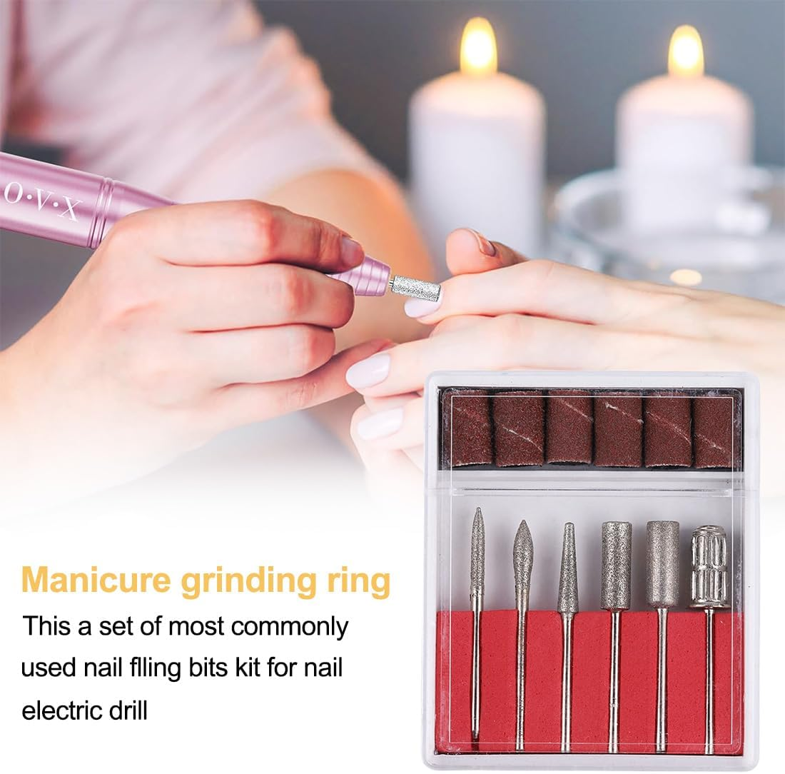 12 Pcs Nail Drill Bit Set, Nail Drill Bits, 6 Pcs Tungsten Carbide Drill Bits + 6 Pcs Brush, 3/32 Inch Nail Bits for Nail Drill