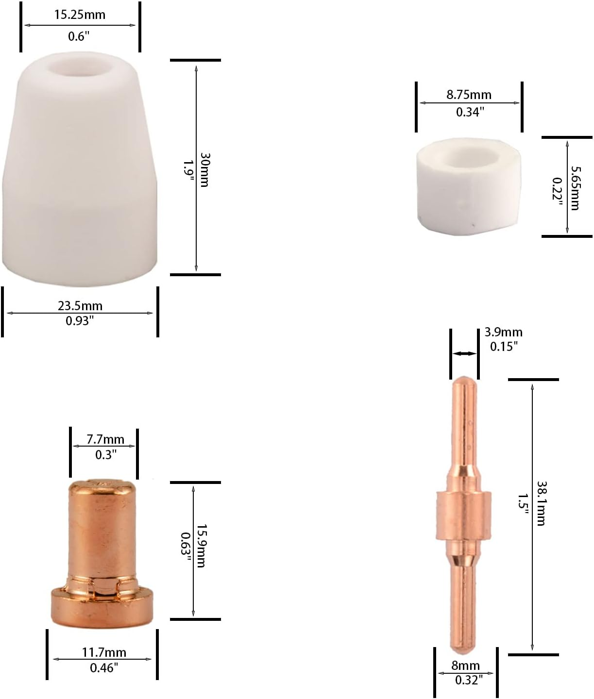 60Pcs PT-31 Extended Air Plasma Cutting Nozzle Electrode Consumables Fit CUT-40 CUT-50D CT-312 image number 1