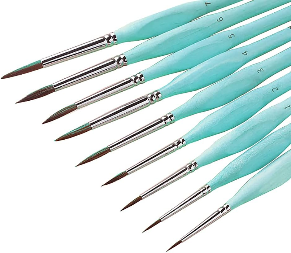 Weasel Hair Triangle Birch Rod Fine Nail Art Students Special Line Drawing Gouache Color Stroke Oil Brush 4Colors Hook Line Pen (Black)