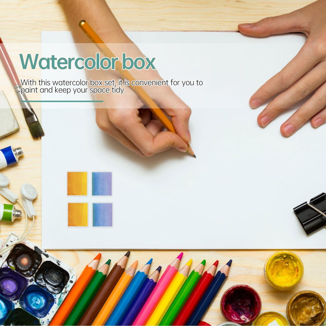 EXCEART 50Pcs Watercolor Half Pans White Plastic Empty Artist Paint Pan Travel Tin Case Palette for Oil Acrylic Painting Art Drawing Supplies (Pattern 1) image number 6