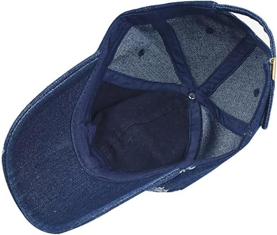 Broken Design Adjustable Unisex Washed Denim Hats Top Hats for Women Baseball Caps Baseball Hats for Men DIY Plain Hat image number 6