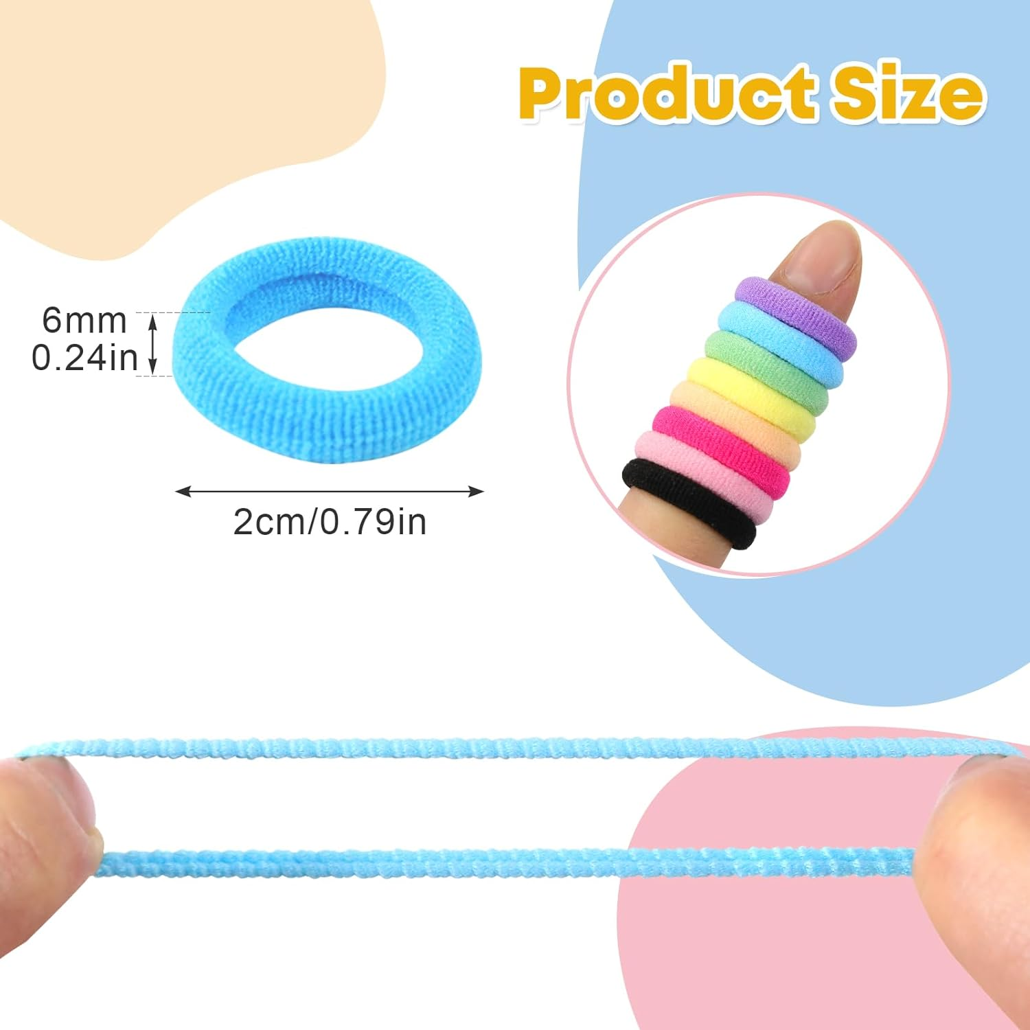 Hanyousheng Pack of 200 Girls Hair Bobbles 20 Mm Children'S Hair Bobbles Baby Hair Bobbles Small Hair Bands Colourful for Girls Children Toddlers Baby image number 5