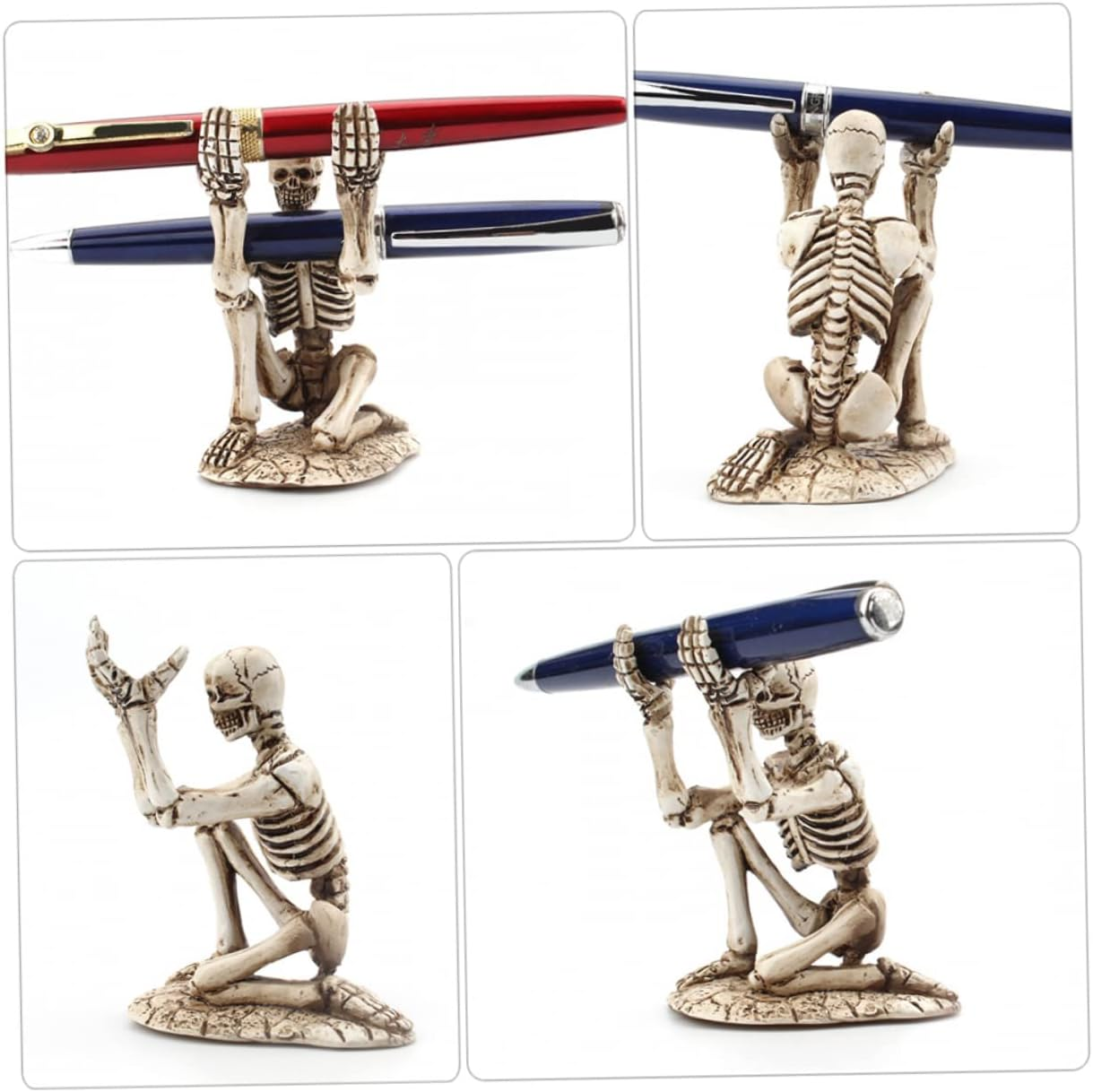 Amosfun 3Pcs Mini Skeleton Pencil Holder Decoration for Desktop Pencil Storage Bracket for Halloween Party and Home Office Accessories