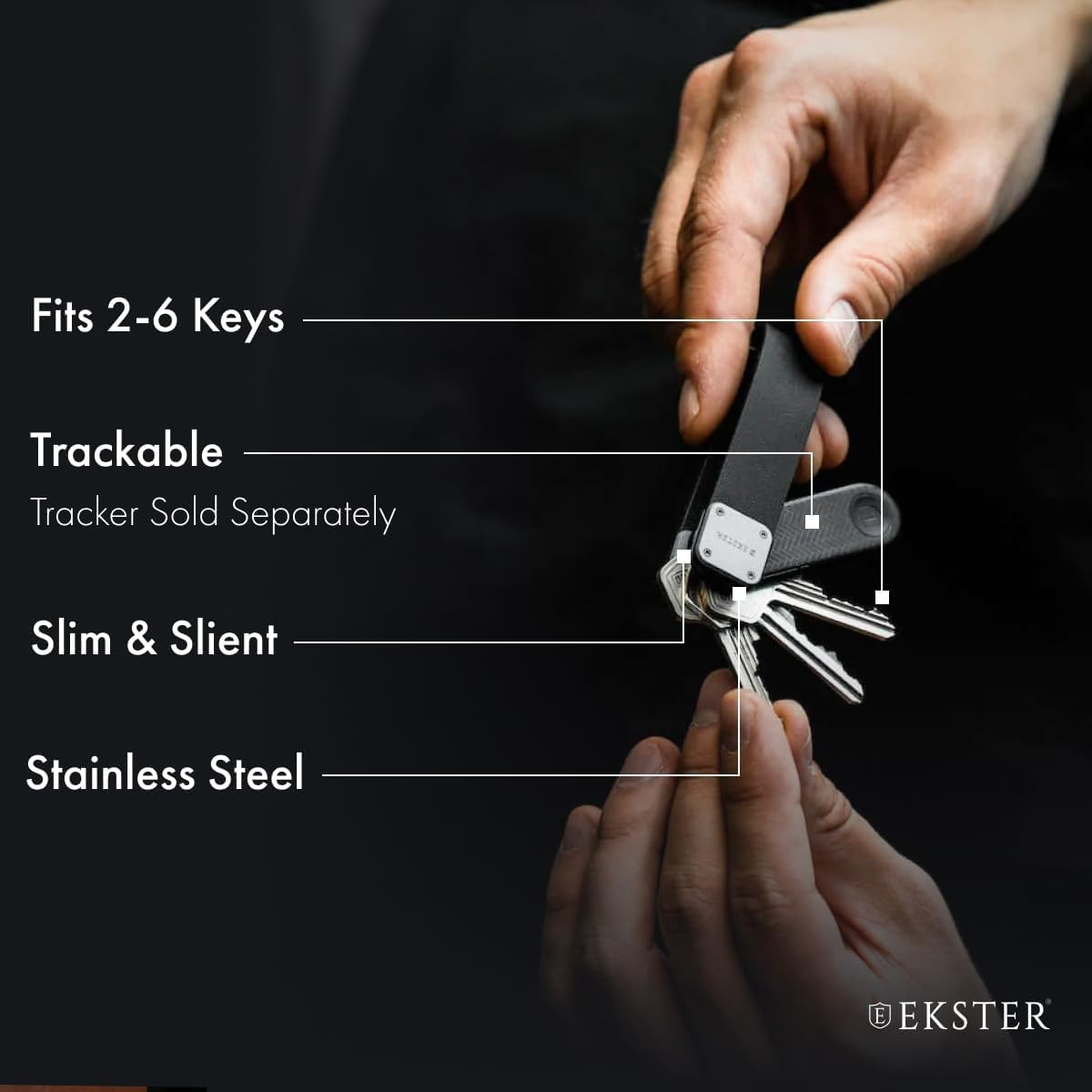 Ekster Key Case | Compact Key Organizer Keychain for Men Upto 8 Keys | Car Keys Holder | Keyring Accessories for Quick Access | Smart Detachable Keychains | Black image number 4