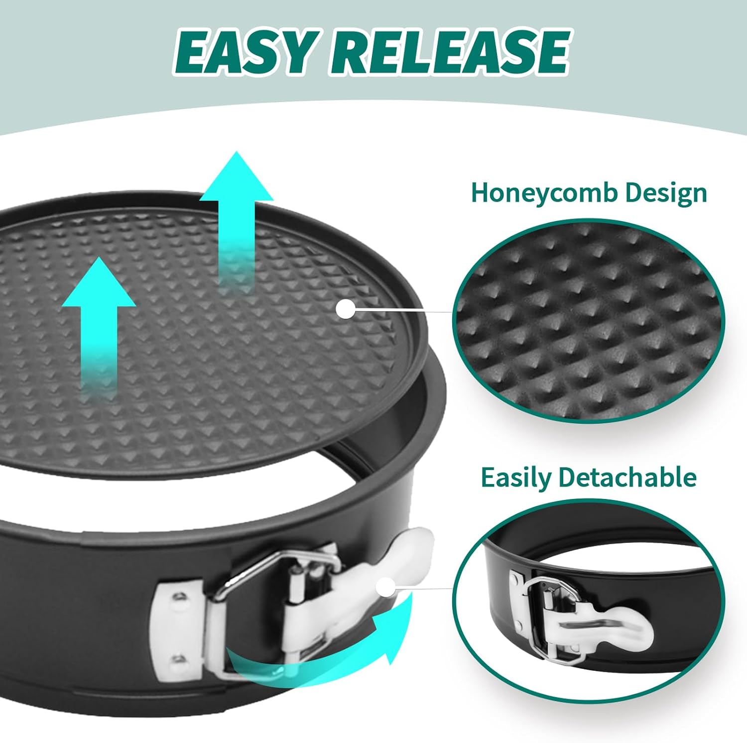 Cake Pan Set for Baking, Non-Stick Springform Pans Set of 3 (4, 7, 9 Inch), round Cake Pans,Cheesecake Pan, Leak-Proof Cake Pans with Removable Bottom (Red-3 Pcs) image number 5