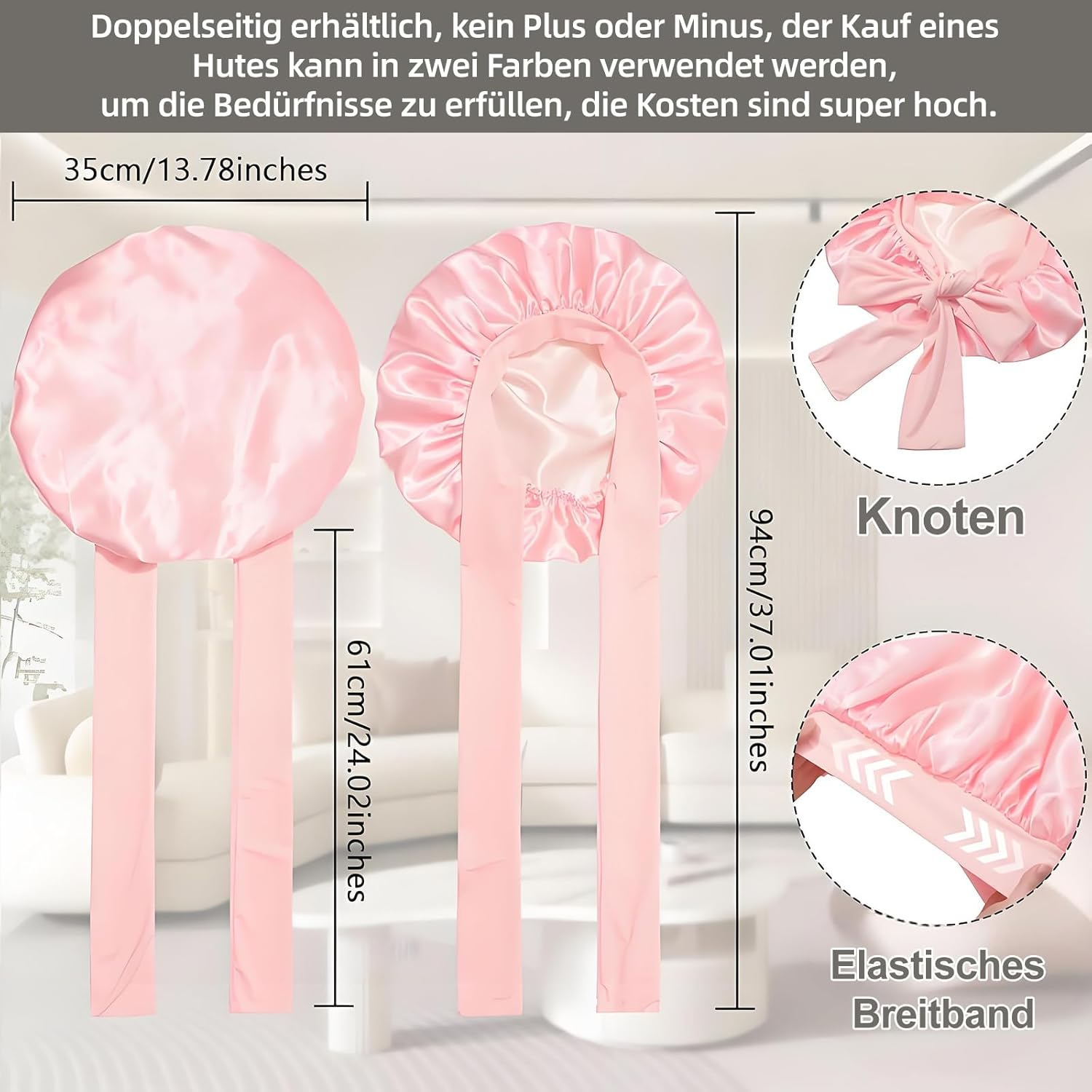 Oiieco Silk Bonnet for Sleeping, Satin Bonnet, Comfortable and Soft, Satin Lined Hood with Tie, for Women and Girls for Curly Hair image number 3