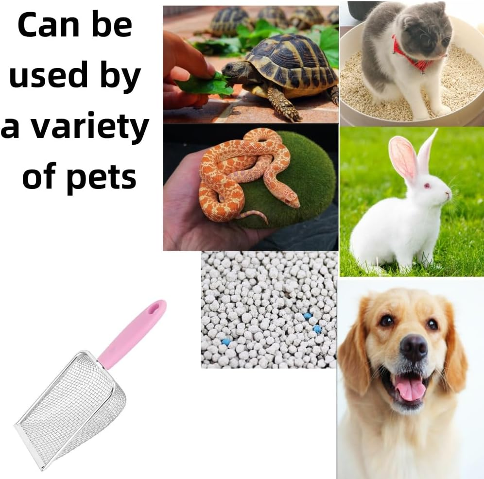 Jindizi Stainless Steel Reptile Sand Substrate Scoop, 1Pc, Pink, 26.5X9.8Cm/10.43X3.86Inch, Cat Litter Scoop, Reptile Sand Substrate image number 5