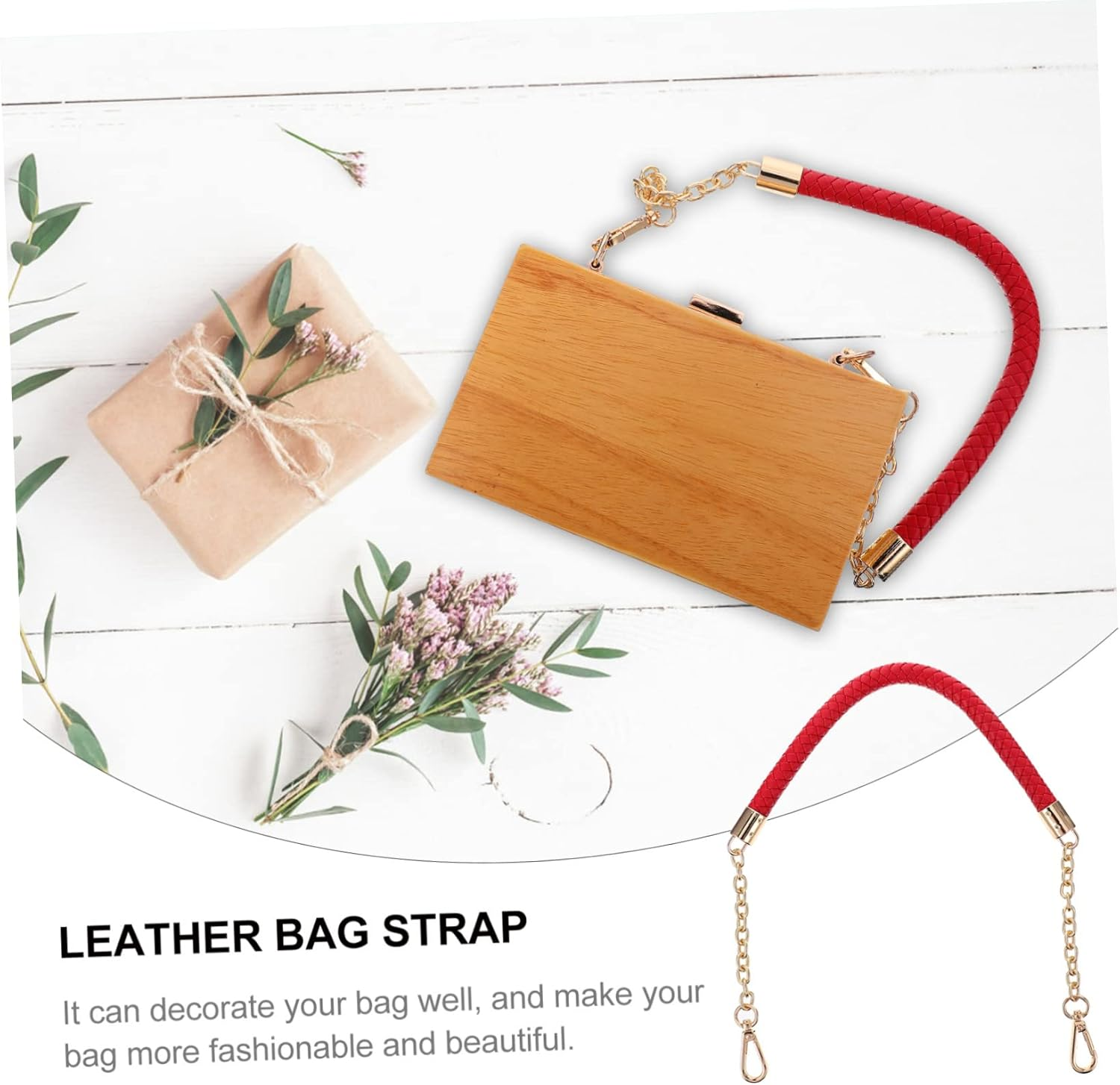 SEWOART Tape Metal Joycon Chain Purse Strap DIY Wallet Strap Watch Bands for Women Handbag for Women Purses for Women Tote Bag Shoulder Strap Shoulder Bags White Pu Leather Miss Handle image number 6