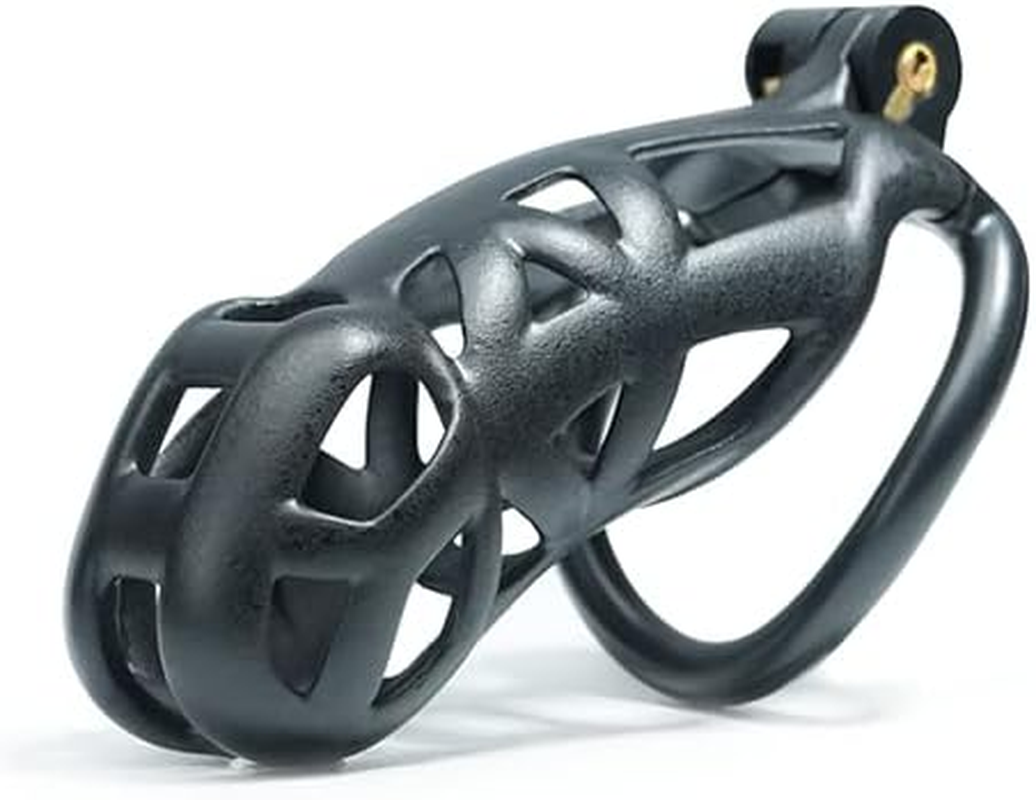Male Chastity Cage with Lock & 4 Rings Resin Virginity for Men Cock Cage Chastity Device Male Restraint (Micro) image number 1