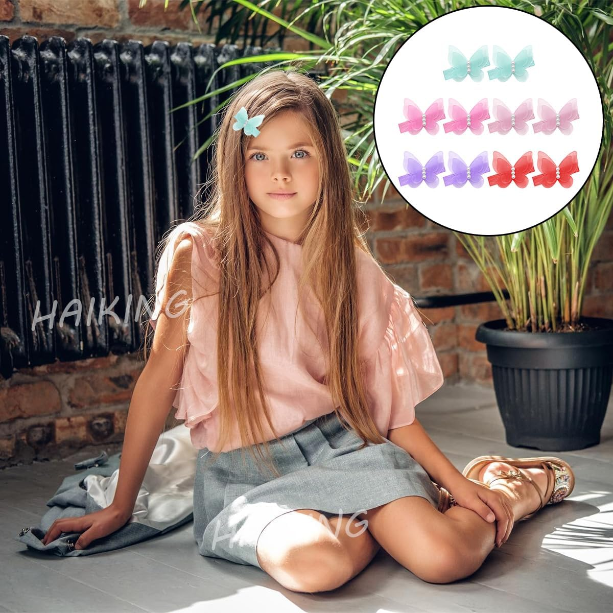 Baby Girl Hair Clips, 10 Pcs Colorful Chiffon Butterfly Hair Clips for Little Girls, Women (5 Colors) image number 2