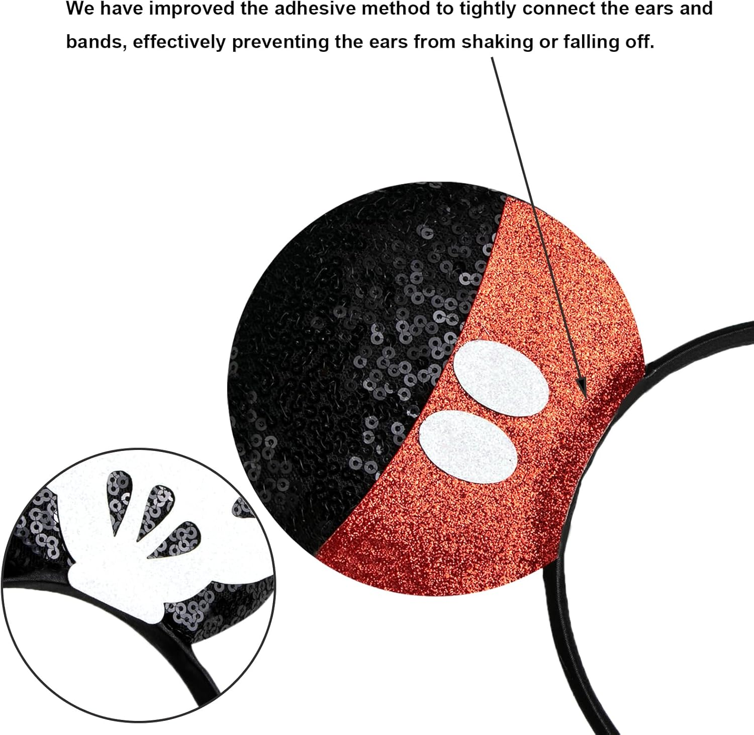 Chuangqi Mouse Ears Headband, Double-Sided Sequins, Glitter Hair Band for Birthday Party, Holiday Dresses & Cosplay for Unisex Children image number 7