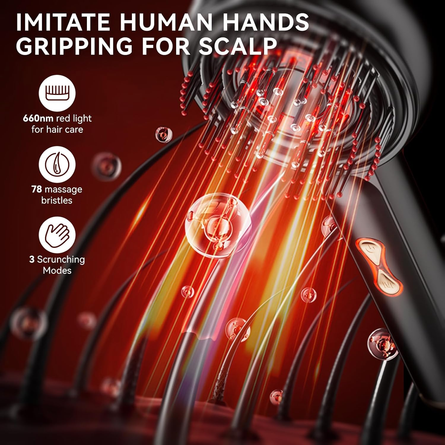 Cordless Electric Scalp Massager with Red Light & Hair Oil Applicator, Waterproof, Scalp Massager Brush Multi-Functional Shiatsu Hair Brush for Scalp, Hair, Head, Muscle Relax