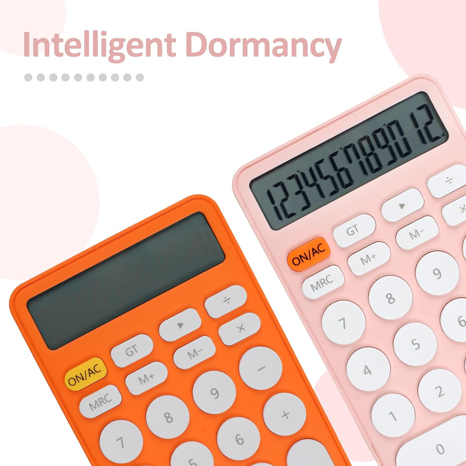 Desktop Calculator 12 Digit, Large Display and Sensitive Button, Standard Calculator with Large LCD Display for Office, Home, School,With Battery(Yellow White) - Orange image number 4