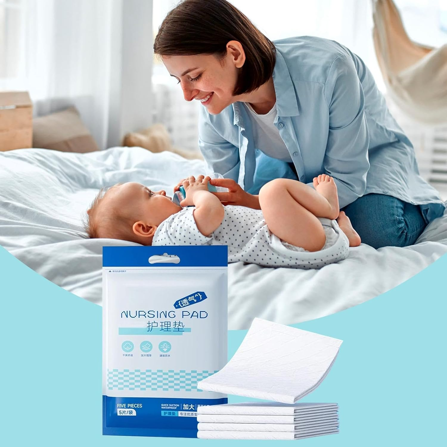 Baby Changing Pads,Leakproof Diaper Underpads Quick Drying - Diaper Changing Liners, Waterproof Changing Pad, Absorbent Table Protector Mat image number 2