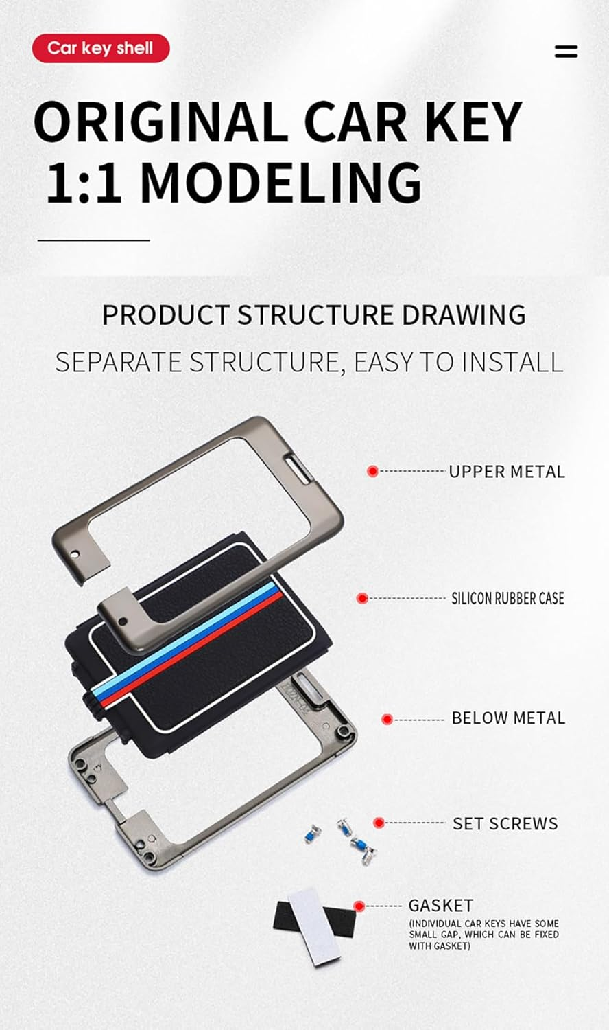 HIBEYO Key Fob Cover for Lexus ES200 ES260 ES300L NX Accessories Alloy+Tpu Material Double Protector Key Shell Cover for Lexus Card Key-B Keychain Black image number 1