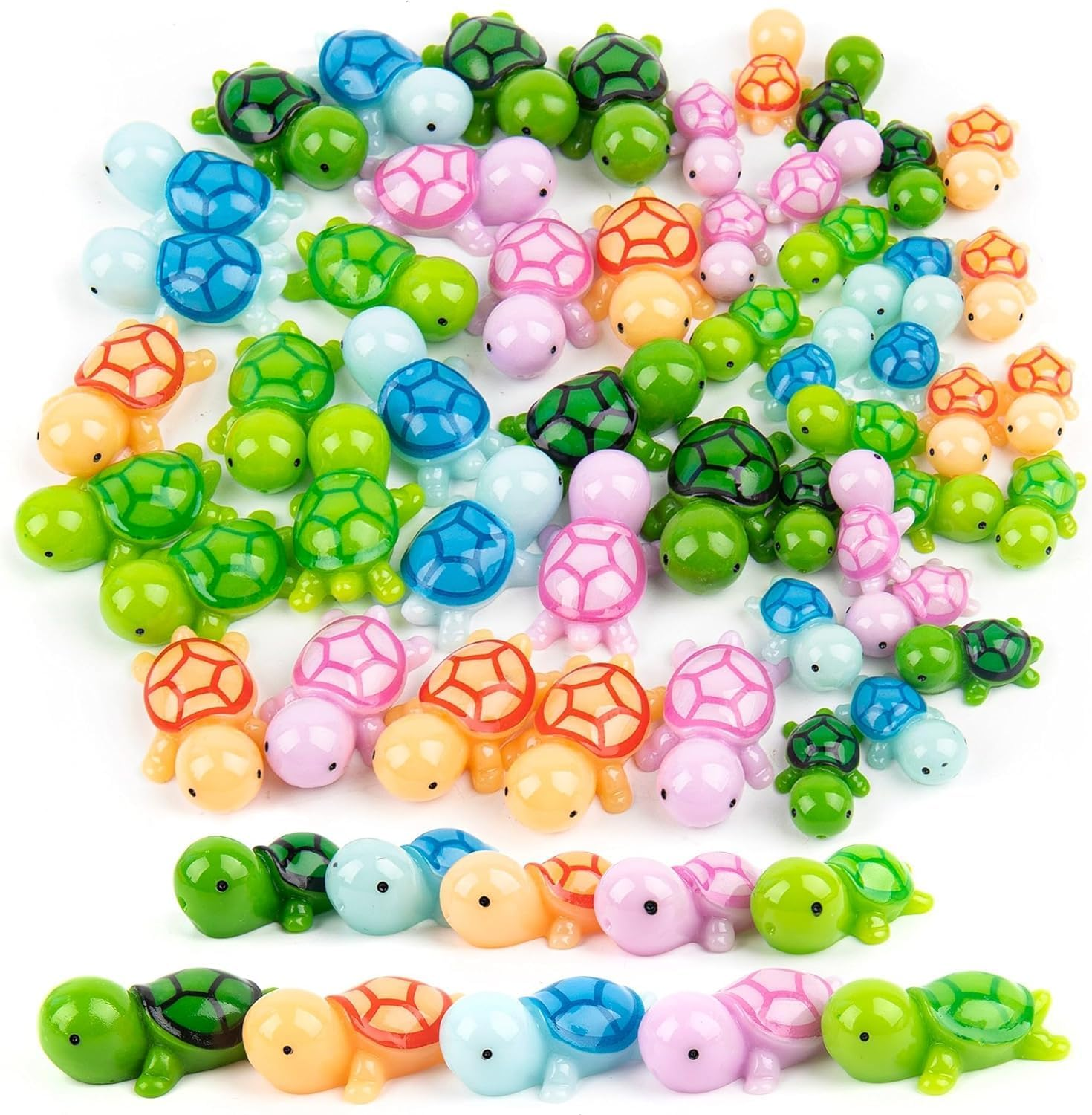 100 Pcs Mini Animals Miniature Resin Figurines in the Mini Animals Garden Miniature Moss Landscape DIY (Turtle) image number 1