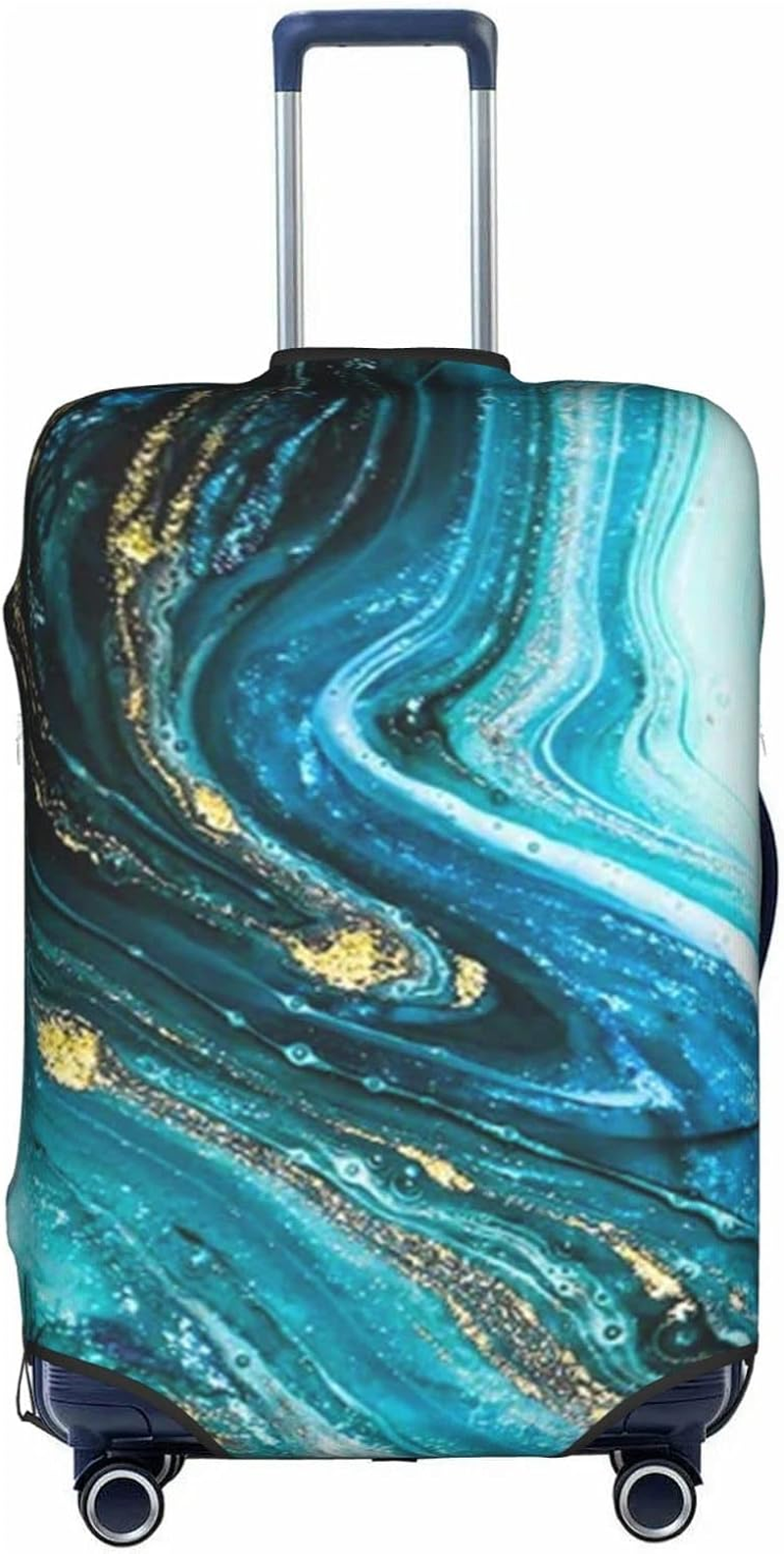 Stone Blue Gold Marble Luggage Cover Anti-Scratch Suitcase Protector Fits 18-32 Inch Luggage image number 3